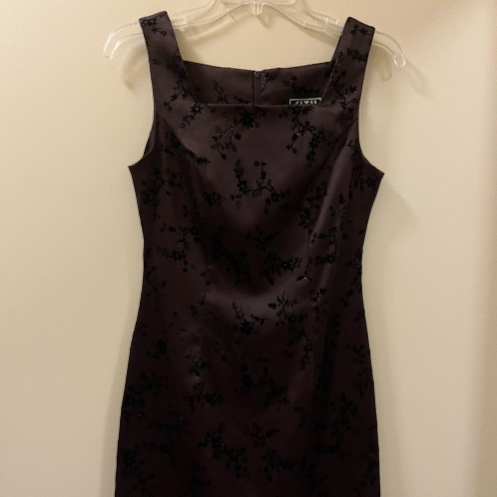 Dark purple dress with black velvet pattern